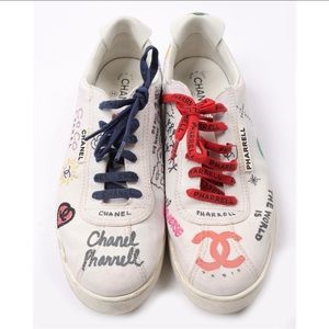 CHANEL X PHARRELL White Graffiti Limited Edition Sneakers, size 6